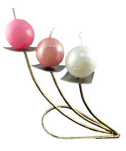 Portacandele in ferro a tre H 18cm