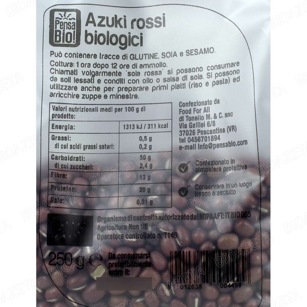 Azuki rossi (soia rossa) bio 250g Pensa bio - immagine 2