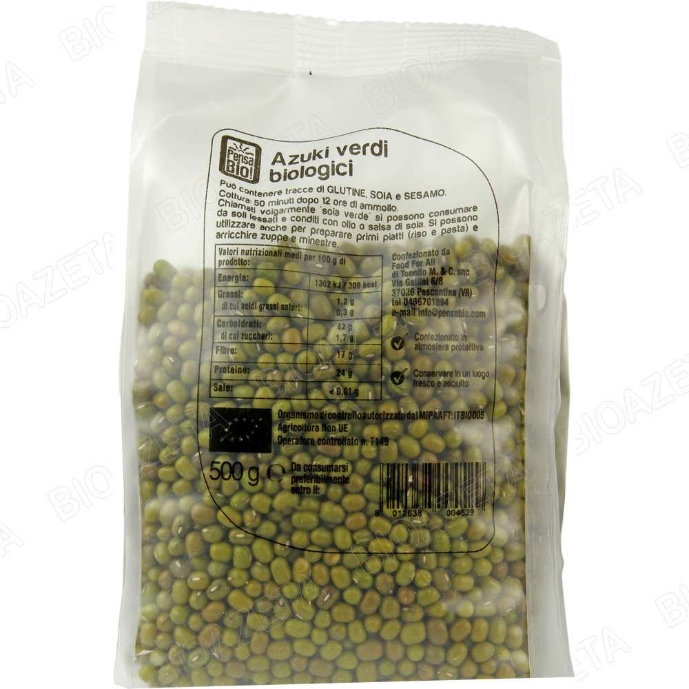 Azuki verdi (mung been) bio 500g Pensa bio - immagine 3