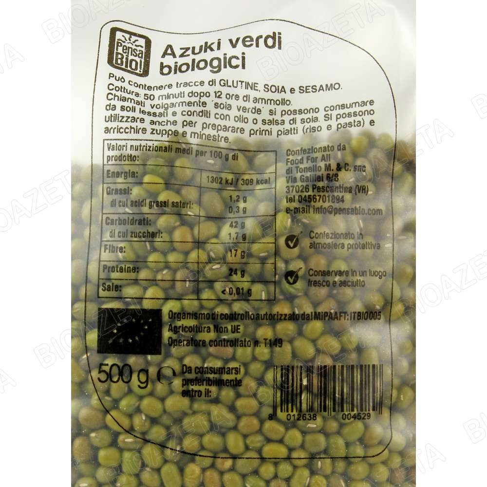 Azuki verdi (mung been) bio 500g Pensa bio - immagine 2