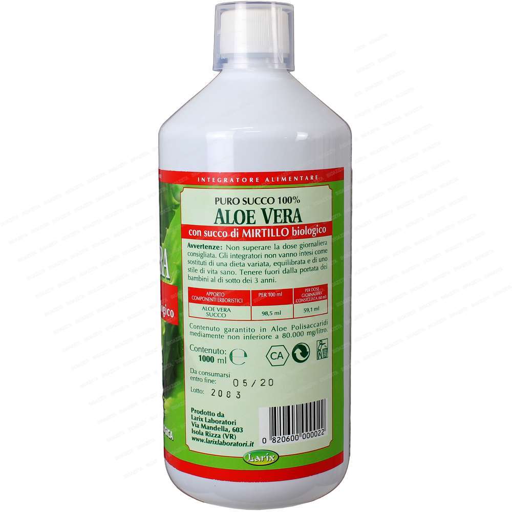 Aloe vera succo mirtillo bio Larix 1 litro - immagine 2