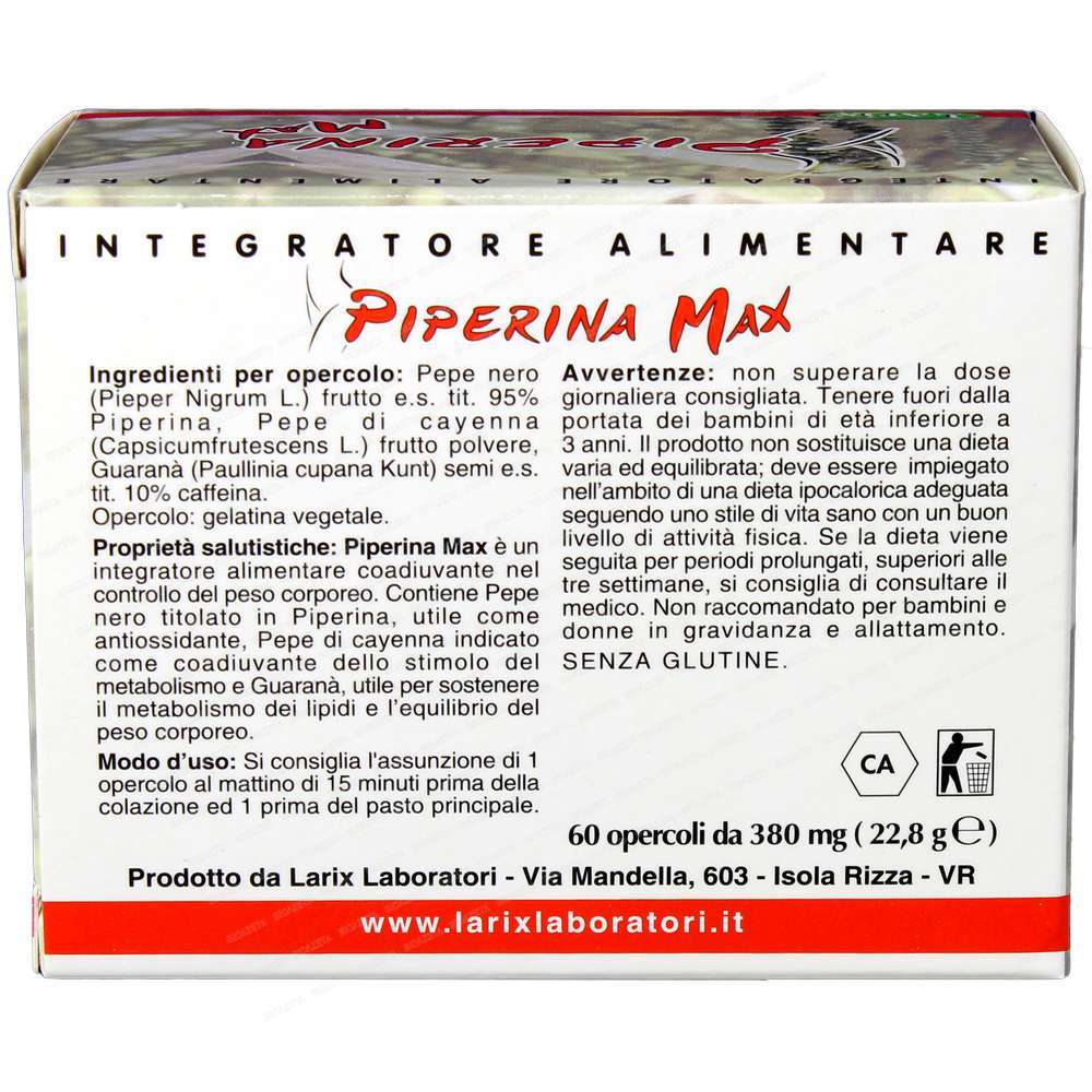 Piperina max 60 capsule Larix - immagine 2