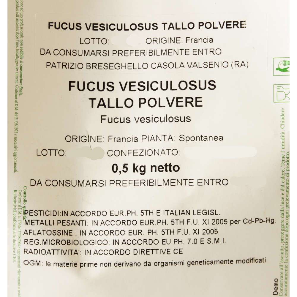 Fucus vesiculosus tallo polvere 500g