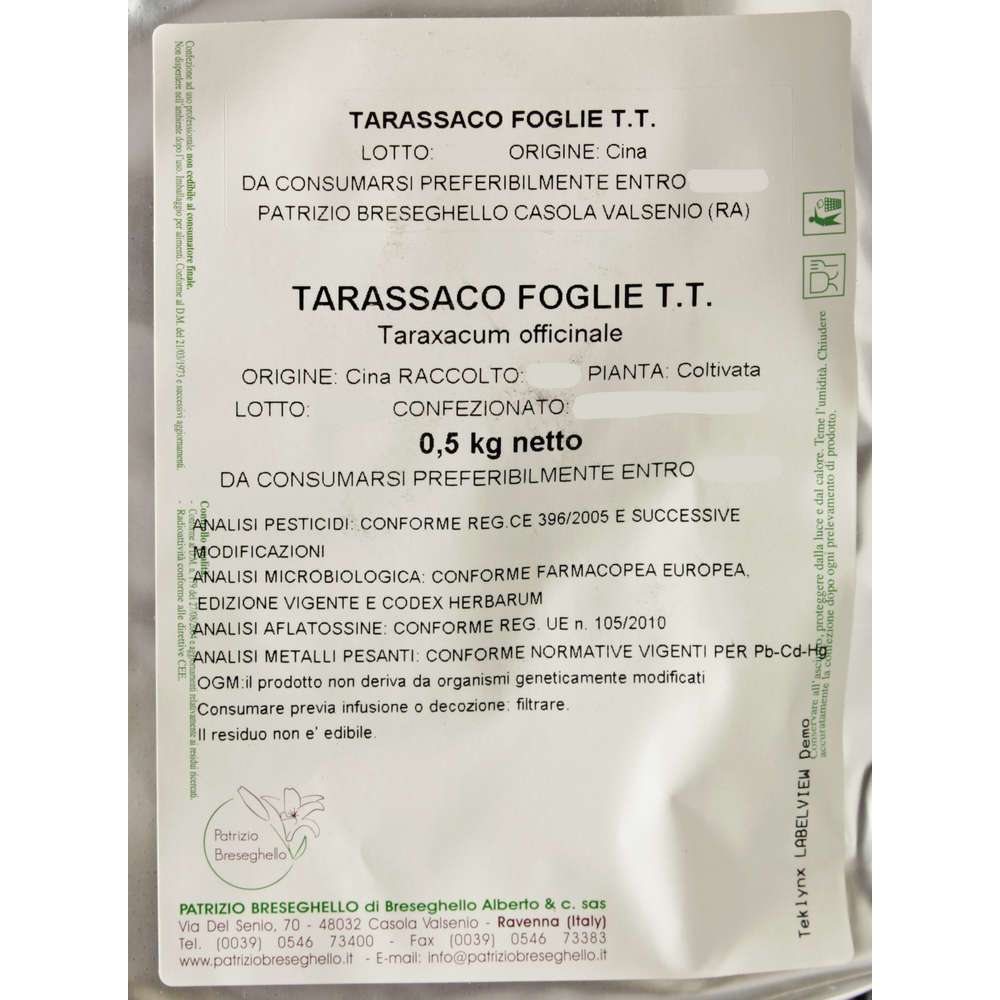 Tarassaco foglie Taglio Tisana 500g