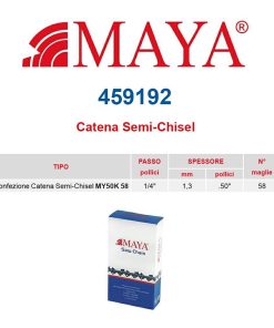 Catena confezionata 1/4″ 1.3 mm – .050″ 58 maglie senza antirimbalzo profilo Semi tondo – 459192