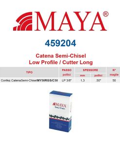 Catena motosega confezionata LP 3/8″ 1.3 mm – .050″ 50 maglie con antirimbalzo profilo Semi tondo – 459204