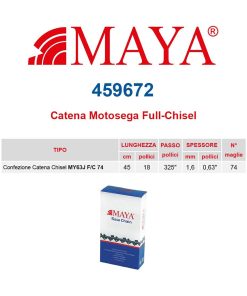 Catena confezionata .325″ 1.6 mm – .063″ 74 maglie con antirimbalzo profilo Quadro – 459672