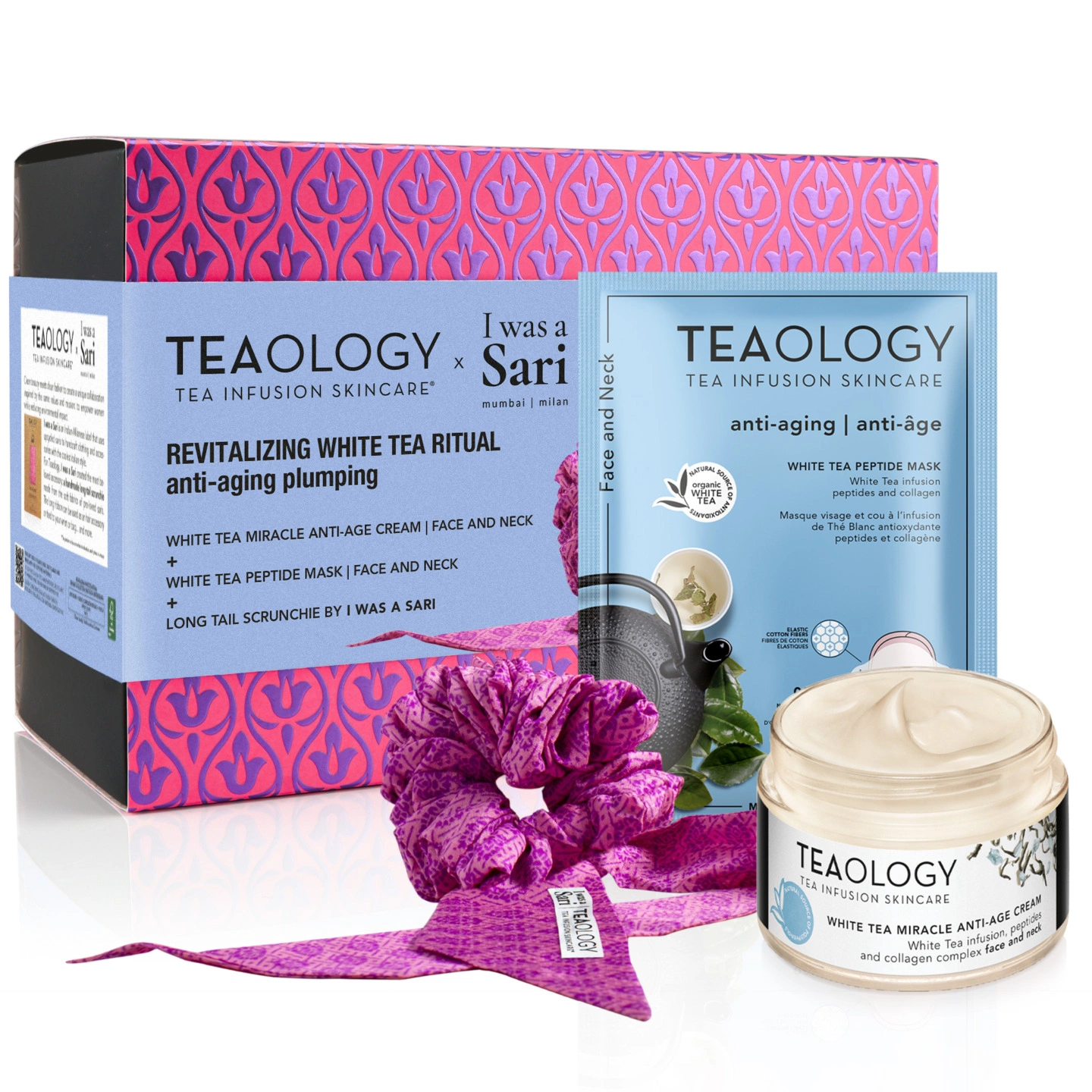 Rituale Viso al Tè Bianco Revitalizzante e Antietà + Scrunchie Cofanetto Regalo
