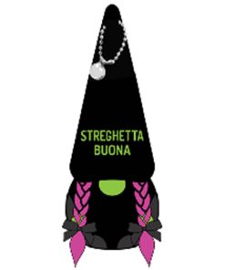 Gnomo portafortuna con scritta “Streghetta buona”