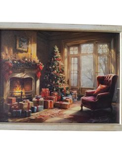 Quadro con cornice camino e pacchi regalo cm 40×30